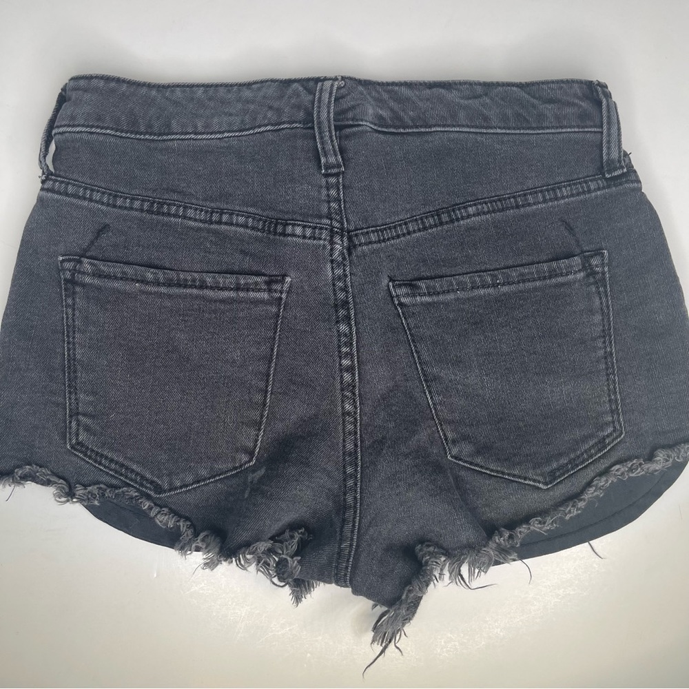 Mossimo High Rise Jean Short Ripped Fray Hem Black Washed - Picture 4 of 13